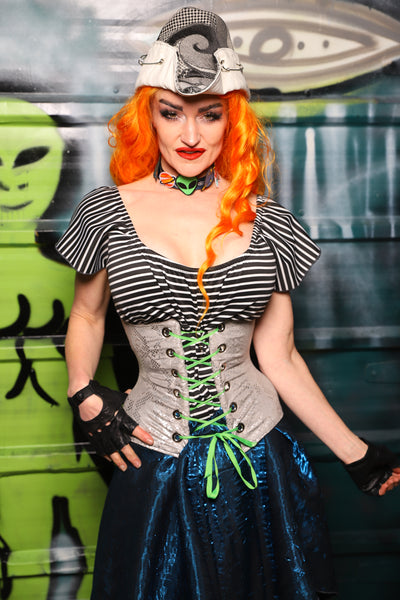 Petite Wench Underbust Corset in Silver Snake - The Gilded Galaxy Collection