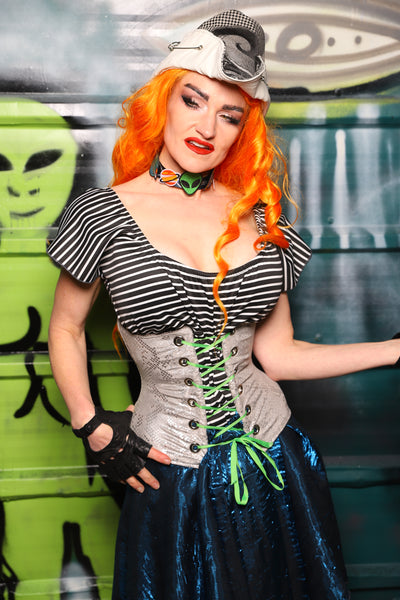 Petite Wench Underbust Corset in Silver Snake - The Gilded Galaxy Collection