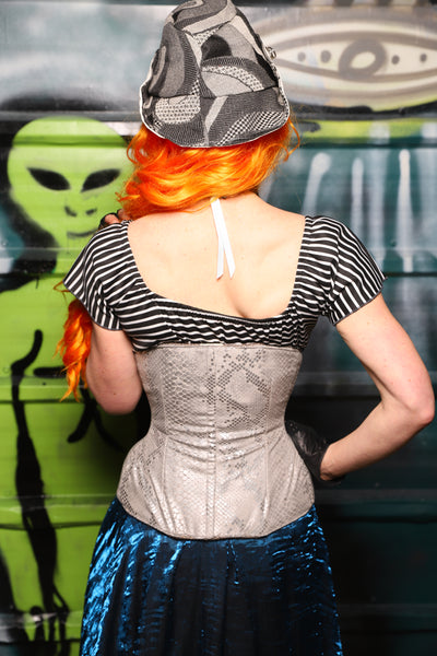 Petite Wench Underbust Corset in Silver Snake - The Gilded Galaxy Collection