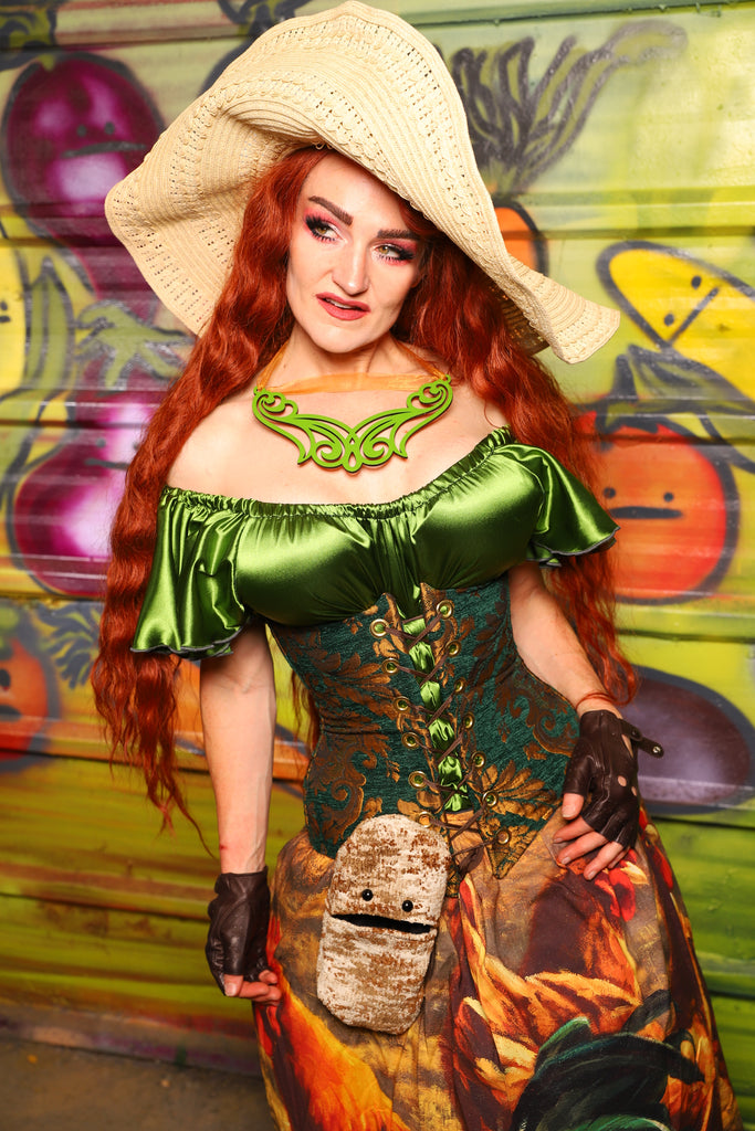 41. Wench Underbust Corset in Emerald & Gold Grand Medallion - The Hoedown Throwdown Collection