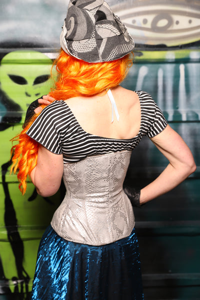 Petite Wench Underbust Corset in Silver Snake - The Gilded Galaxy Collection