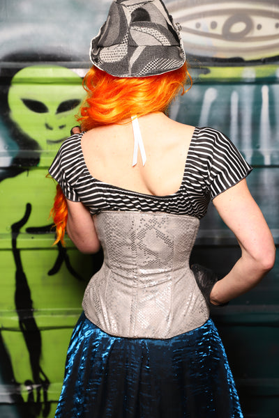 Petite Wench Underbust Corset in Silver Snake - The Gilded Galaxy Collection