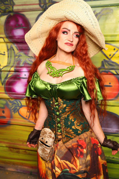 41. Wench Underbust Corset in Emerald & Gold Grand Medallion - The Hoedown Throwdown Collection