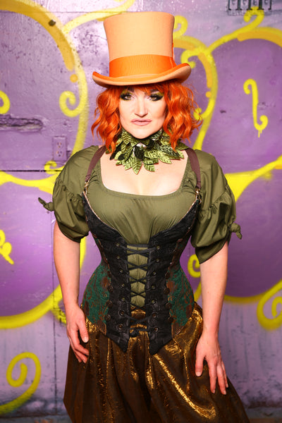 Buccaneer Corset in Emerald & Gold Medallion #5 - Moss & Maple Collection