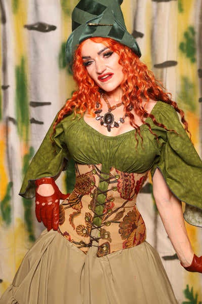 Wench Corset in Squash Floral - Harvest & Hayrides Collection