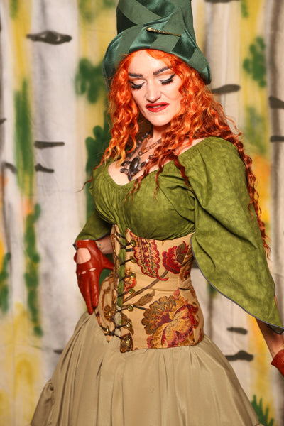 Wench Corset in Squash Floral - Harvest & Hayrides Collection