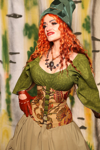 Wench Corset in Squash Floral - Harvest & Hayrides Collection