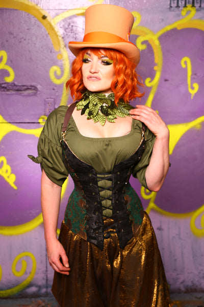 Buccaneer Corset in Emerald & Gold Medallion #5 - Moss & Maple Collection