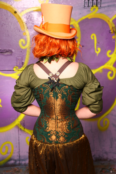 Buccaneer Corset in Emerald & Gold Medallion #5 - Moss & Maple Collection