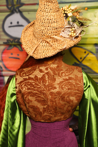 13. Lace up Vest in Rust & Wheat Tapestry - The Hoedown Throwdown Collection