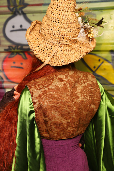 13. Lace up Vest in Rust & Wheat Tapestry - The Hoedown Throwdown Collection