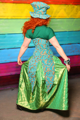 Swallowtail Corset in Turquoise & Gold Filigree #59 - The Magically Delicious Collection