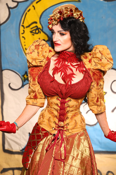 Detachable Structured Puffed Sleeves in Cornbread Floral - The Goldenberry Collection