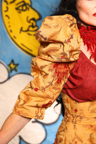 Detachable Structured Puffed Sleeves in Cornbread Floral - The Goldenberry Collection