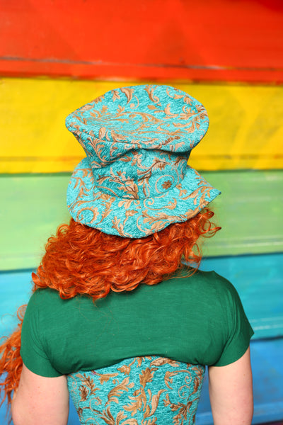 Mad Hatter Hat in Turquoise & Gold Filigree #32 - The Magically Delicious Collection