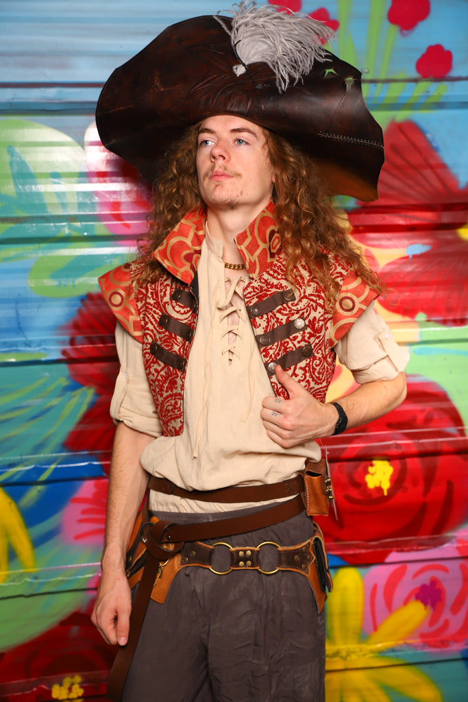 Marauder Vest in Red and White Paisley Damask - Day 13 of "Celebrating 22 Years  of Damsel"