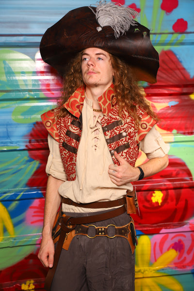 Marauder Vest in Red and White Paisley Damask - Day 13 of "Celebrating 22 Years  of Damsel"