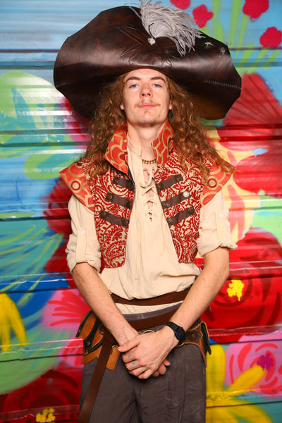 Marauder Vest in Red and White Paisley Damask - Day 13 of "Celebrating 22 Years  of Damsel"