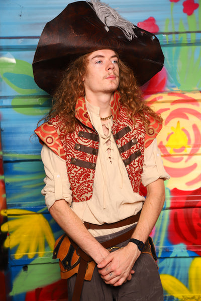 Marauder Vest in Red and White Paisley Damask - Day 13 of "Celebrating 22 Years  of Damsel"