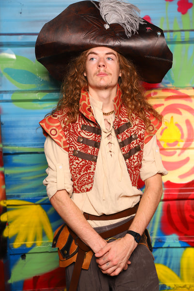 Marauder Vest in Red and White Paisley Damask - Day 13 of "Celebrating 22 Years  of Damsel"