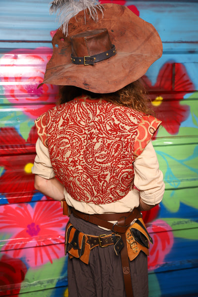Marauder Vest in Red and White Paisley Damask - Day 13 of "Celebrating 22 Years  of Damsel"