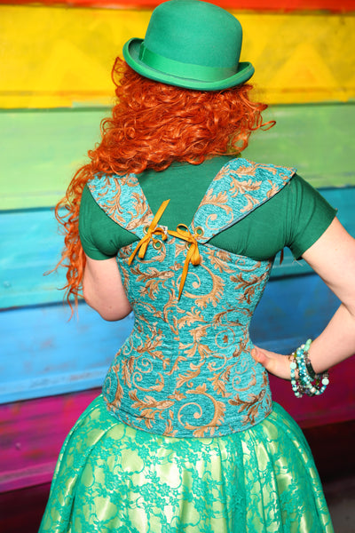 Aurora Corset in Turquoise & Gold Filigree #04 - The Magically Delicious Collection