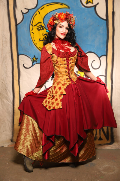 Fairy Skirt in Scarlet Reverse Back Satin - The Goldenberry Collection