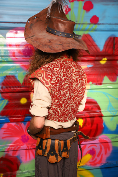 Marauder Vest in Red and White Paisley Damask - Day 13 of "Celebrating 22 Years  of Damsel"