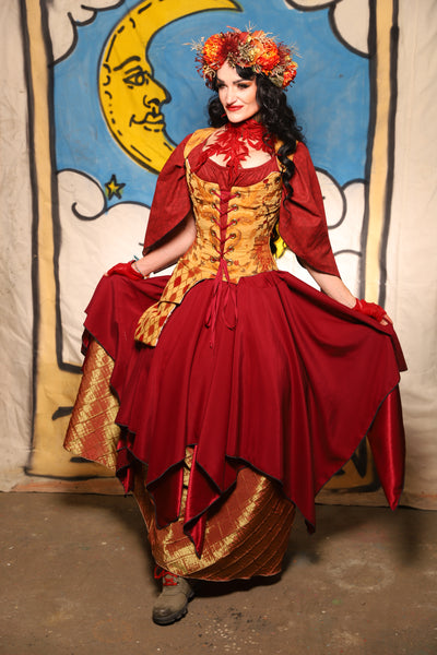 Fairy Skirt in Scarlet Reverse Back Satin - The Goldenberry Collection