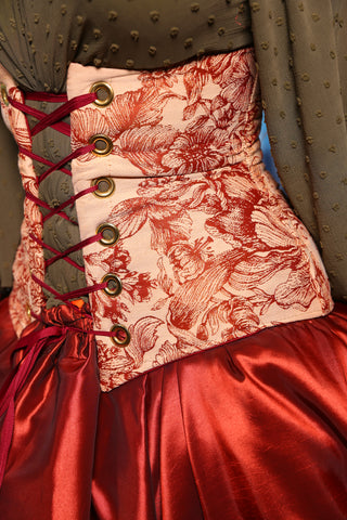 Petite Wench Corset  in Scarlet Illustration #31 - Harvest Baroque Collection