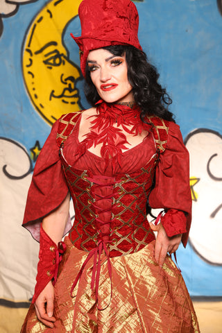 Maiden Bodice in Crimson & Gold Lattice - The Goldenberry Collection