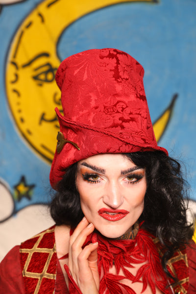 Regency Top Hat in Scarlet Medallion - The Goldenberry Collection