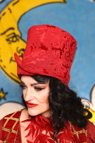 Regency Top Hat in Scarlet Medallion - The Goldenberry Collection