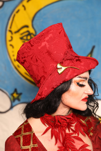 Regency Top Hat in Scarlet Medallion - The Goldenberry Collection