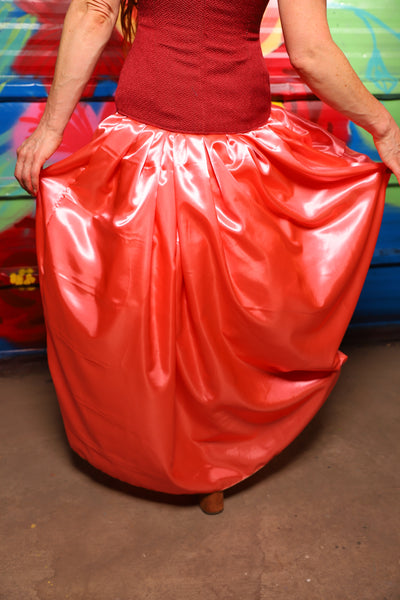 Tulip Skirt in Coral Satin -Day 15 of "Celebrating 22 Years of Damsel"