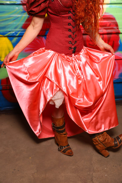 Tulip Skirt in Coral Satin -Day 15 of "Celebrating 22 Years of Damsel"