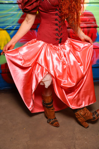 Tulip Skirt in Coral Satin -Day 15 of "Celebrating 22 Years of Damsel"