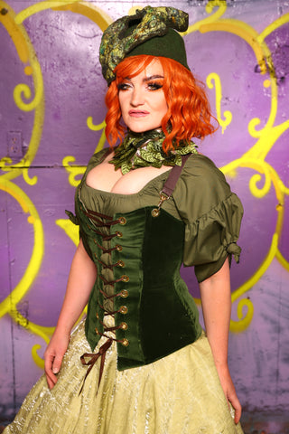 Aurora Corset in Green Velvet #2 - Moss & Maple Collection