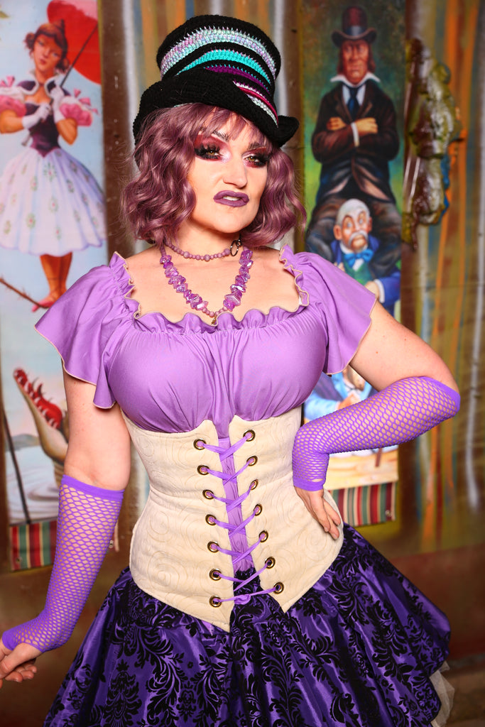 Wench Corset in Swirly Ghost Velvet - "Foolish Mortals Collection"