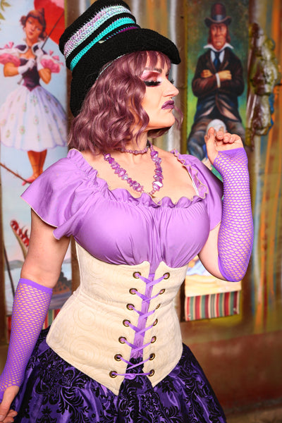 Wench Corset in Swirly Ghost Velvet - "Foolish Mortals Collection"