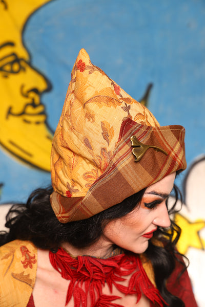 Crooked Point Hat in Cornbread Floral - The Goldenberry Collection