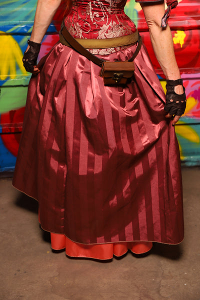 Straight Split Front Skirt in Dusty Rose Matte & Satin Stripe - Day 15 of "Celebrating 22 Years of Damsel"