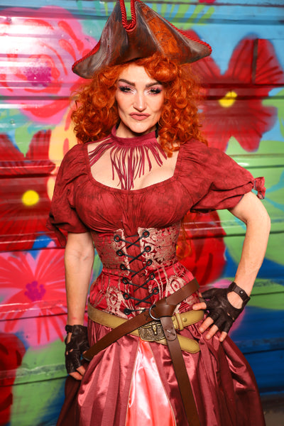 Petite Wench Corset in Cranberry Damask - Day 15 of "Celebrating 22 Years of Damsel"