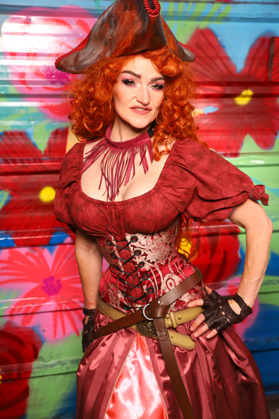 Petite Wench Corset in Cranberry Damask - Day 15 of "Celebrating 22 Years of Damsel"