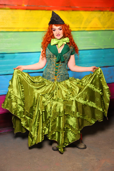 Drop Waist Fairy Skirt in Spring Green Falling Leaves #21 - The Magically Delicious Collection