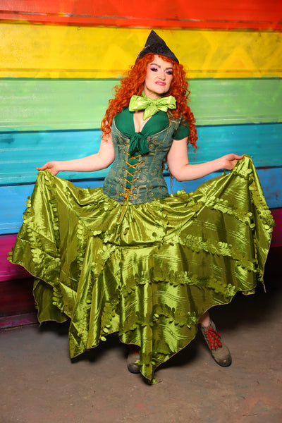 Drop Waist Fairy Skirt in Spring Green Falling Leaves #21 - The Magically Delicious Collection