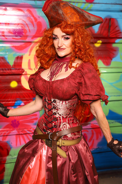 Petite Wench Corset in Cranberry Damask - Day 15 of "Celebrating 22 Years of Damsel"