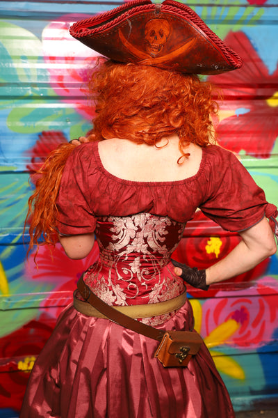 Petite Wench Corset in Cranberry Damask - Day 15 of "Celebrating 22 Years of Damsel"