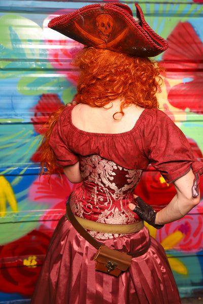 Petite Wench Corset in Cranberry Damask - Day 15 of "Celebrating 22 Years of Damsel"