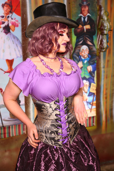 Wench Corset in Gravestone Damask - "Foolish Mortals Collection"
